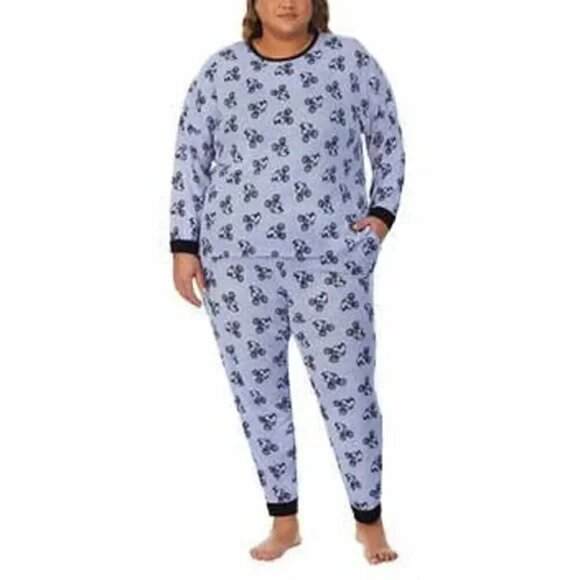 Disney Women's Lounge Set Mickey Mouse Blue 2-piece Cozy NWT - Picture 2 of 11